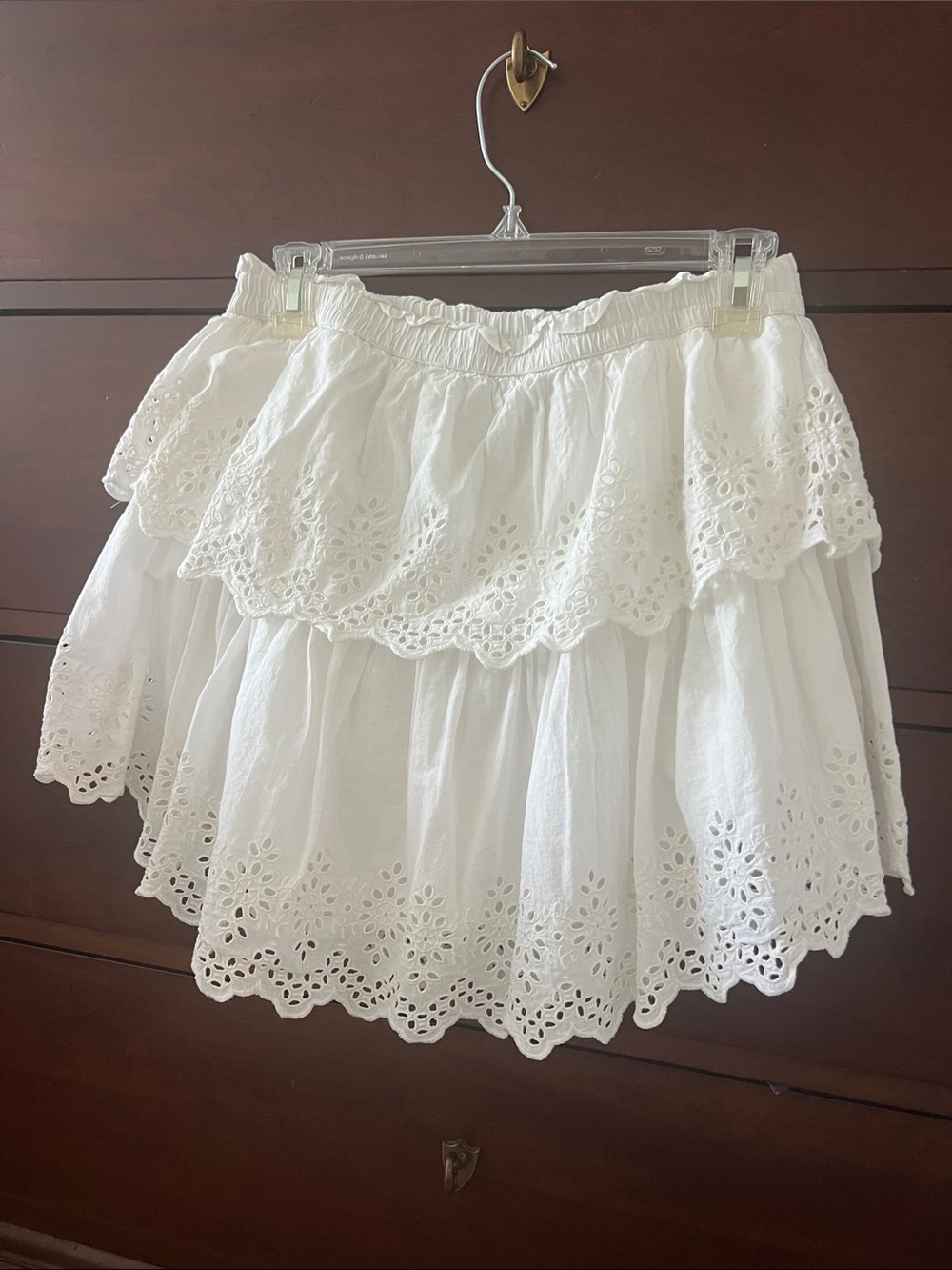 GAP White Eyelet Tiered Mini Skirt